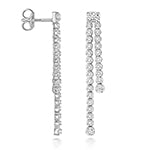 9CT WHITE GOLD TWO STRAND DIAMOND DROP EARRINGS